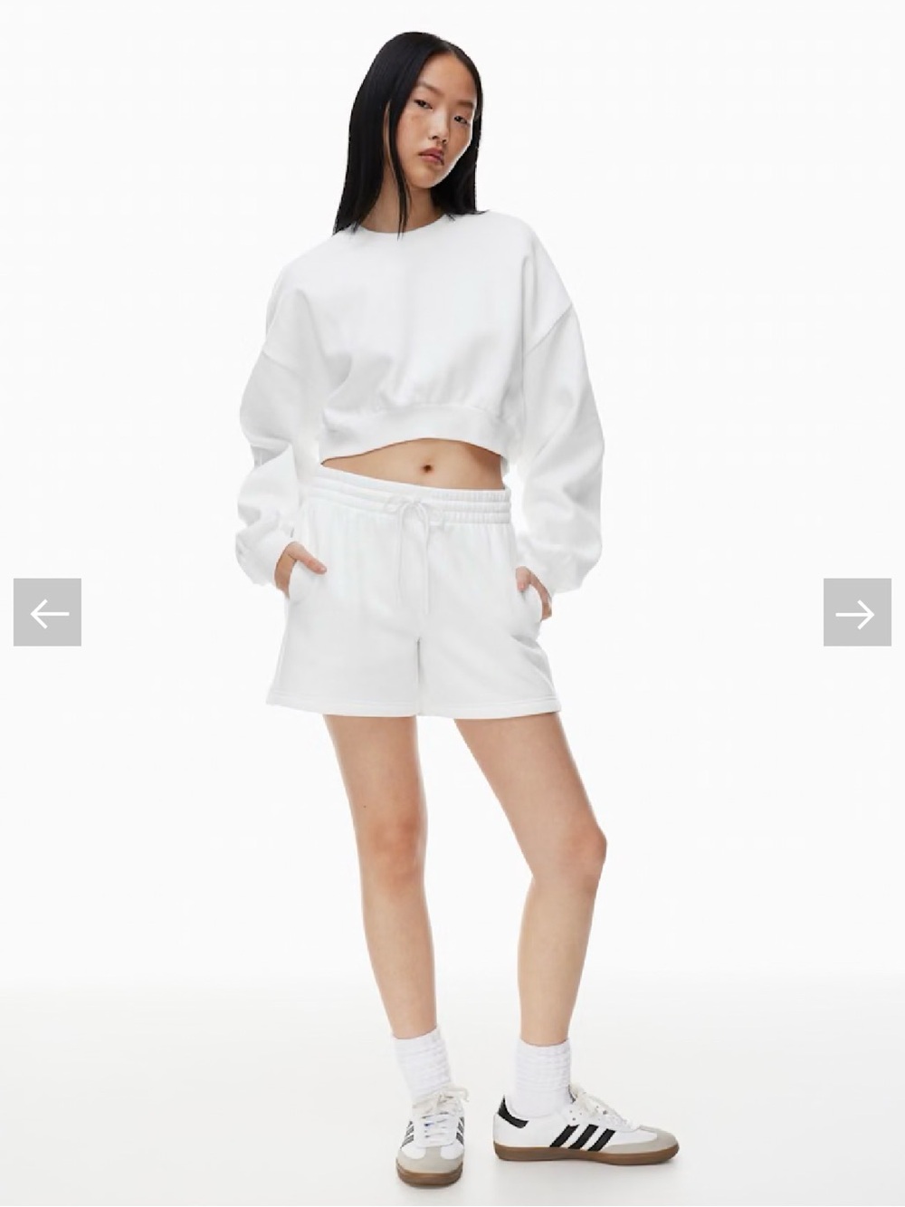 Aritzia Cozy Sweatfleece Boyfriend Mid-Thigh Short - White XS